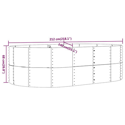 Diagram showing the dimensions of the galvanised raised garden bed