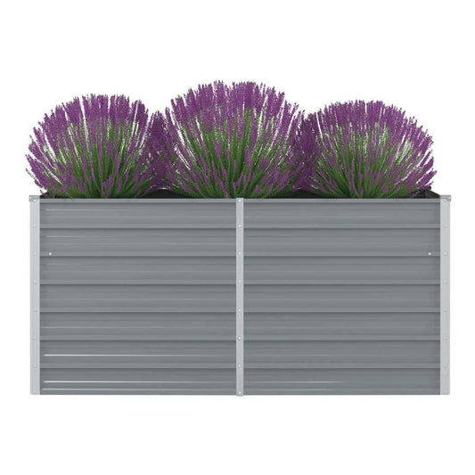 Garden Raised Bed Galvanised Steel Grey 160 cm 77 cm