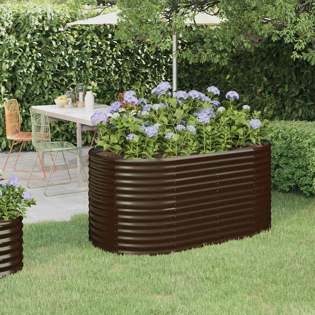 Garden Raised Bed Galvanised Steel Height 68 cm Brown 152 cm