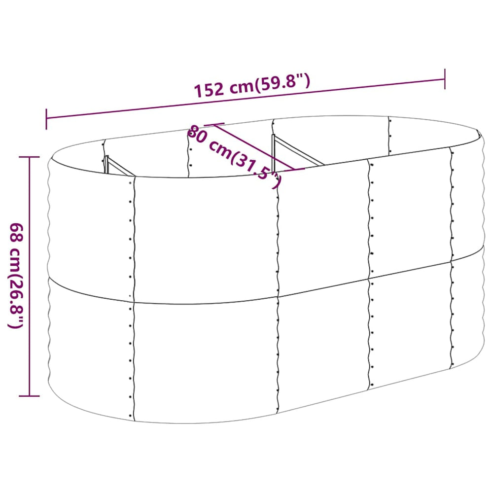 size diagram of the galvanised raised garden bed showing dimensions