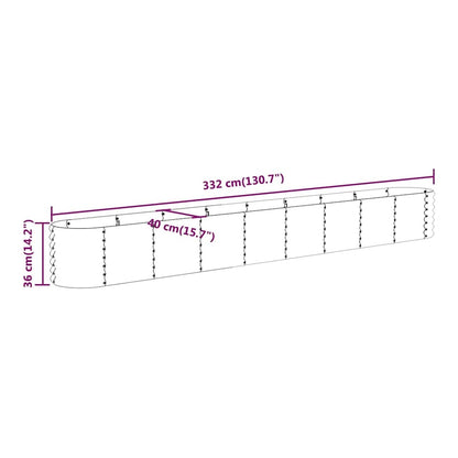 size diagram of the galvanised raised garden bed with dimensions shown