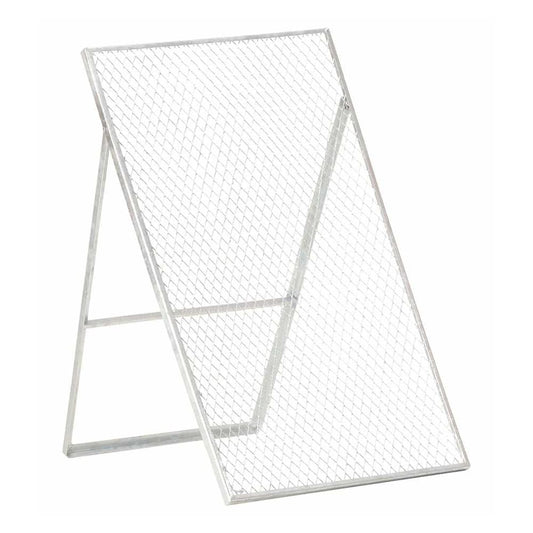 Garden Sieve Galvanised Steel standing upright on a white background