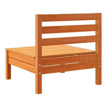 Rear view of the armless outdoor sectional sofa unit, showing its slatted backrest