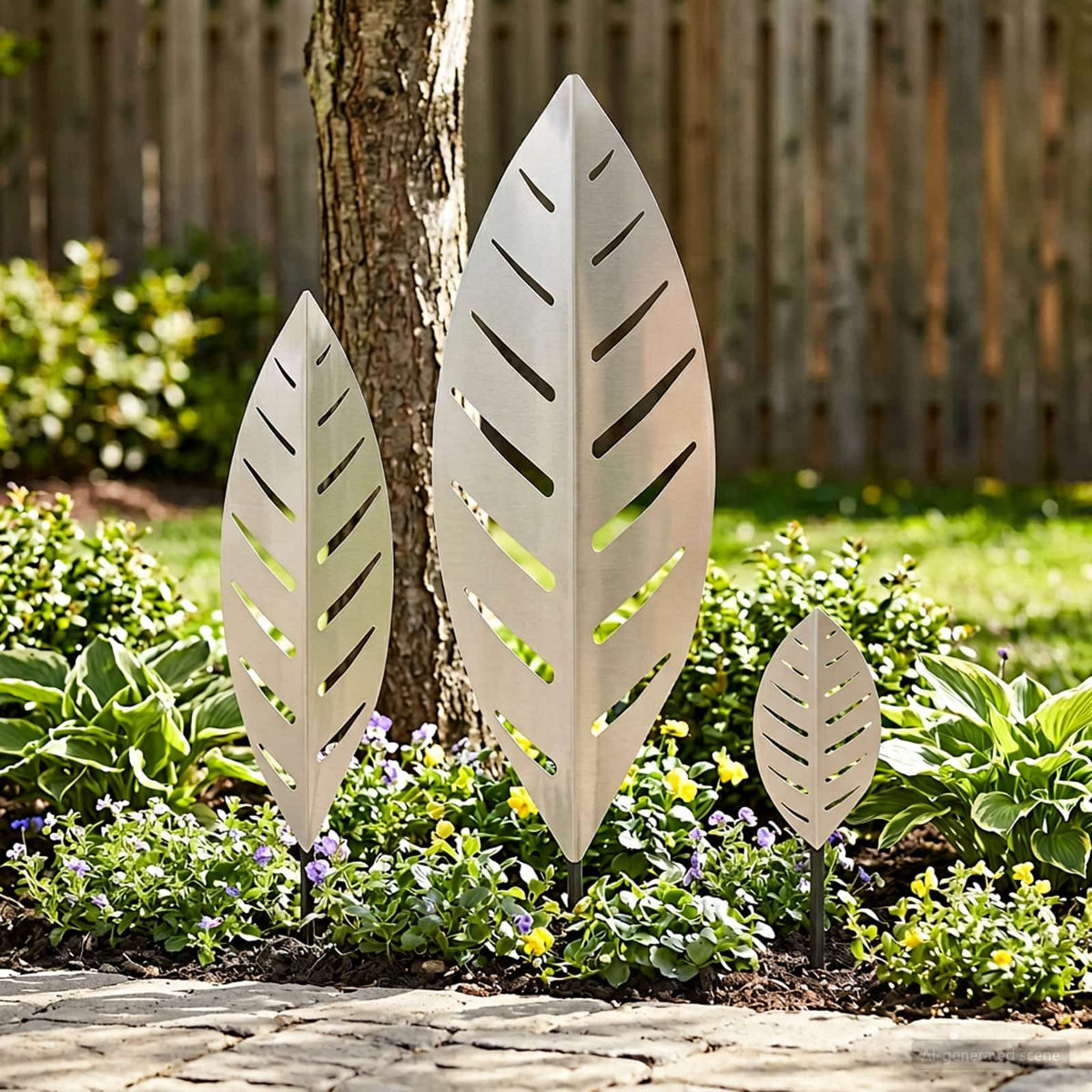 vidaXL Garden Stake 3 pcs 116.5 x 35 x 3 cm Stainless Steel Silver 1