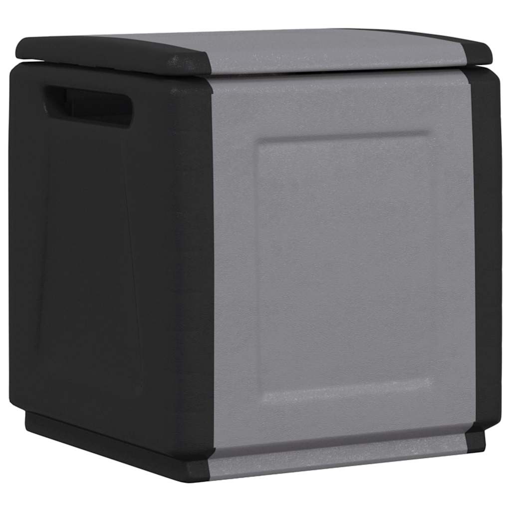 vidaXL Garden Storage Box 130 L Dark Grey and Black, a square outdoor storage box with a grey front and lid and black sides