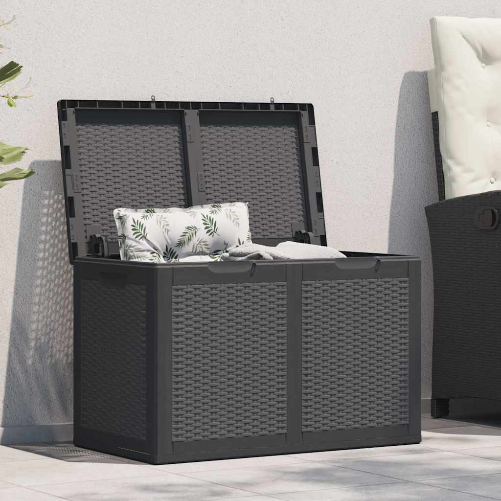 Garden Storage Box PP Rattan Black Rattan design