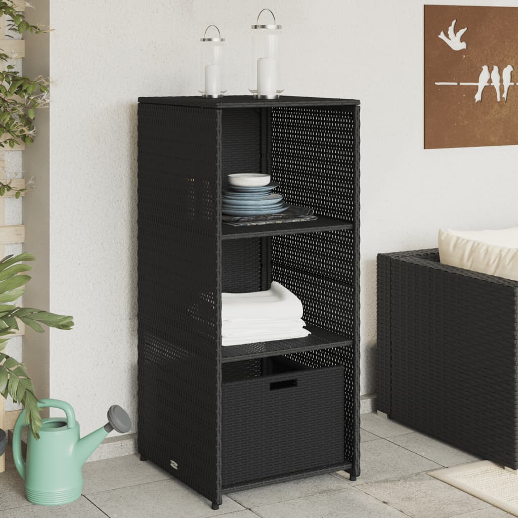 Garden Storage Cabinet 50x55x115 cm Poly Rattan Black