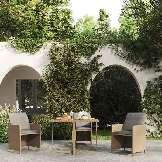 Garden Table 109x107x74 cm Poly Rattan&Solid Wood Acacia Beige
