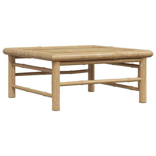 The bamboo garden table shown from a slightly elevated front angle
