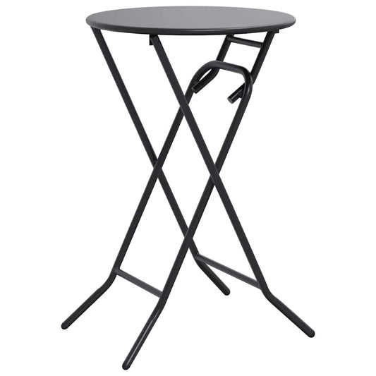 the outdoor table shown from a side angle with its legs crossed