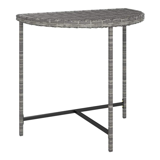 The outdoor table shown from the front with a black metal support