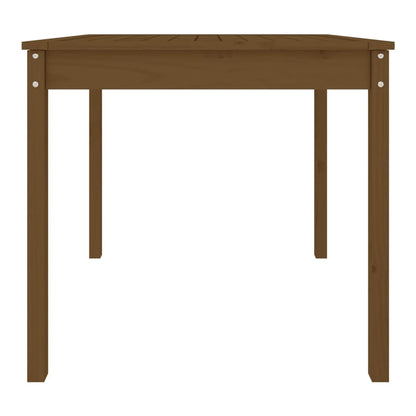 Close up of the slatted top of the honey brown garden table