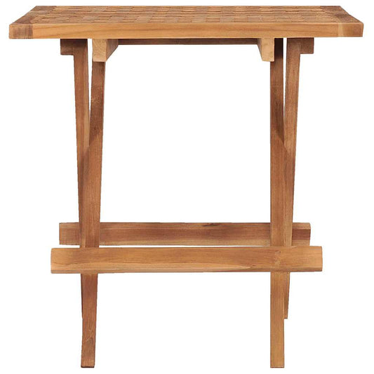 The outdoor table viewed directly from the front showing the cross leg structure