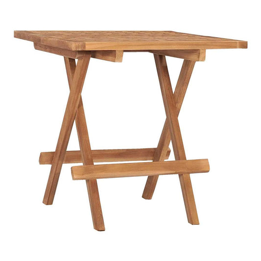 Folding Garden Table Solid Teak Wood shown from a side angle on a white background