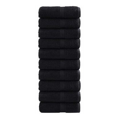 Stack of black guest towels