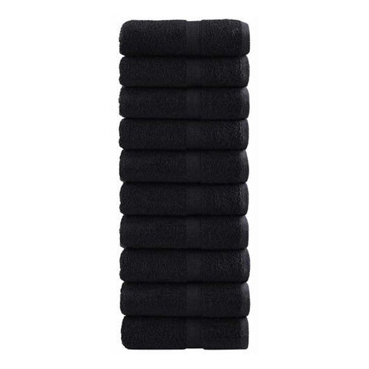 Stack of black guest towels
