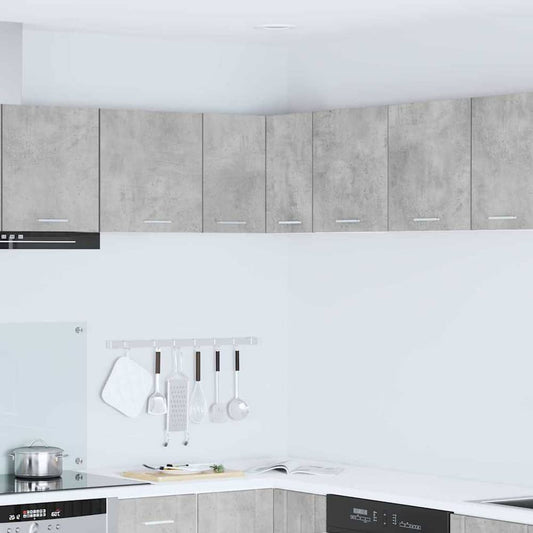 Hanging Cabinet 20 x 29.5 x 100 cm Concrete grey 1x hanging cabinet (3 shelves) 20–1x hanging glass cabinet (2 doors) 60 cm wide 80 cm high 1x hanging corner cabinet 57 cm wide 40 cm high