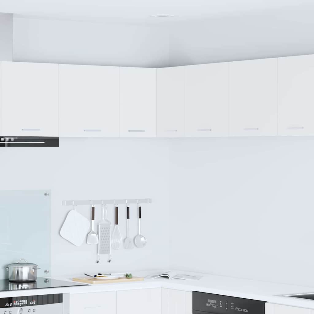 Hanging Cabinet 57 x 57 x 40 cm Engineered Wood White 1x hanging cabinet (3 shelves) 20–1x hanging glass cabinet (2 doors) 60 cm wide 80 cm high 1x hanging corner cabinet 57 cm wide 40 cm high