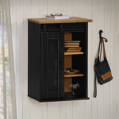 Hanging Cabinet HALDEN with Sliding Door Black