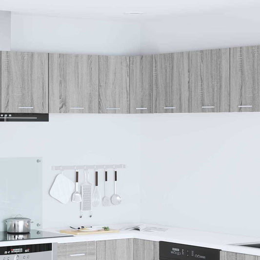 Hanging Glass Cabinet "Lyon" 40x31x60 cm Grey sonoma 1x hanging cabinet (3 shelves) 40–1x hanging glass cabinet (2 doors) 80 cm wide 40 cm high 1x hanging corner cabinet 57 cm wide 40 cm high