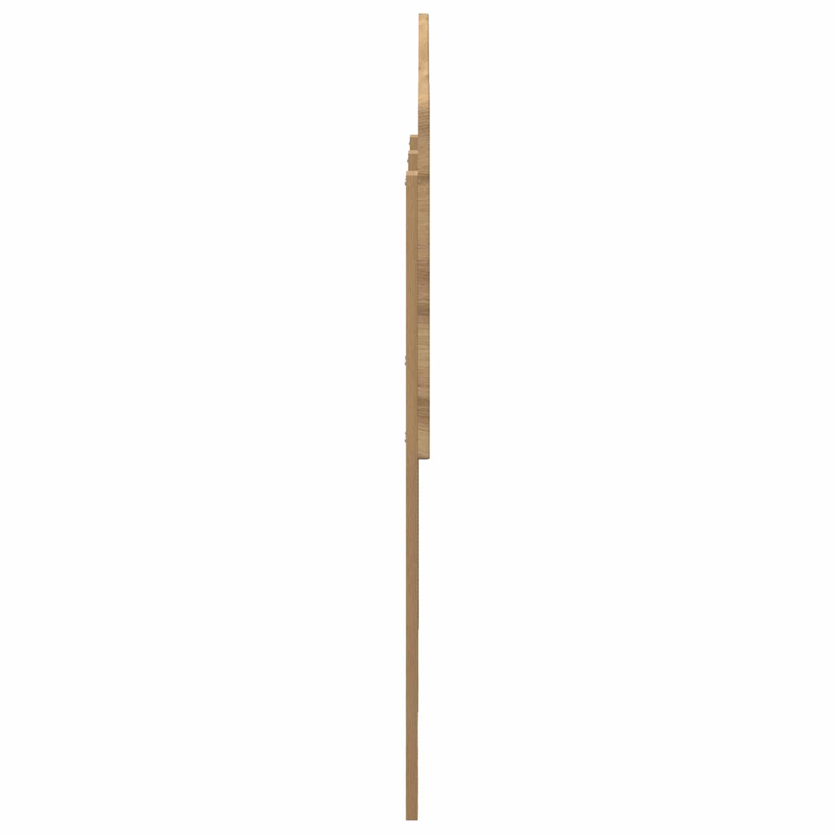 The headboard viewed from the side showing the thin profile and mounting leg structure