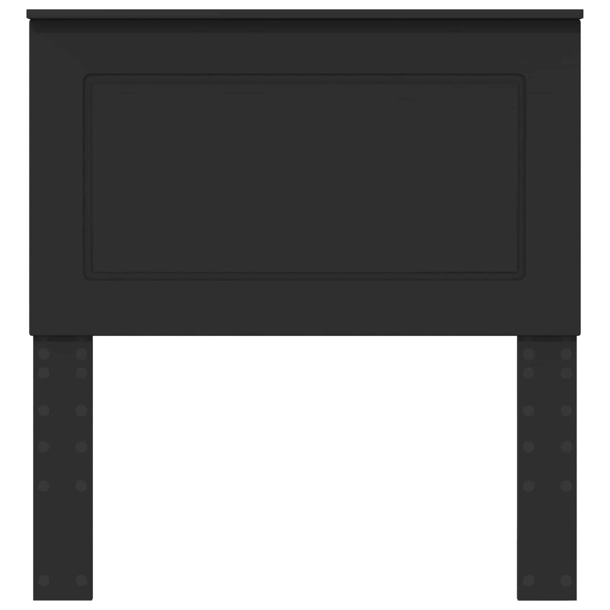 The black oak headboard shown from the front, ready to be attached to a bed frame