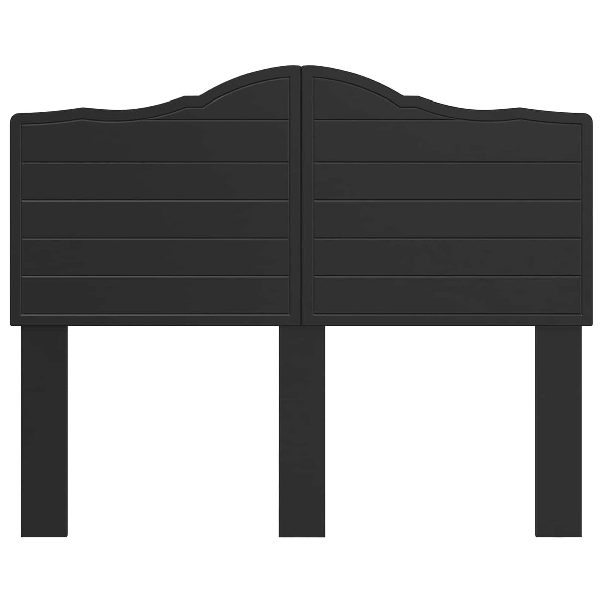 Black oak engineered wood headboard with two support legs