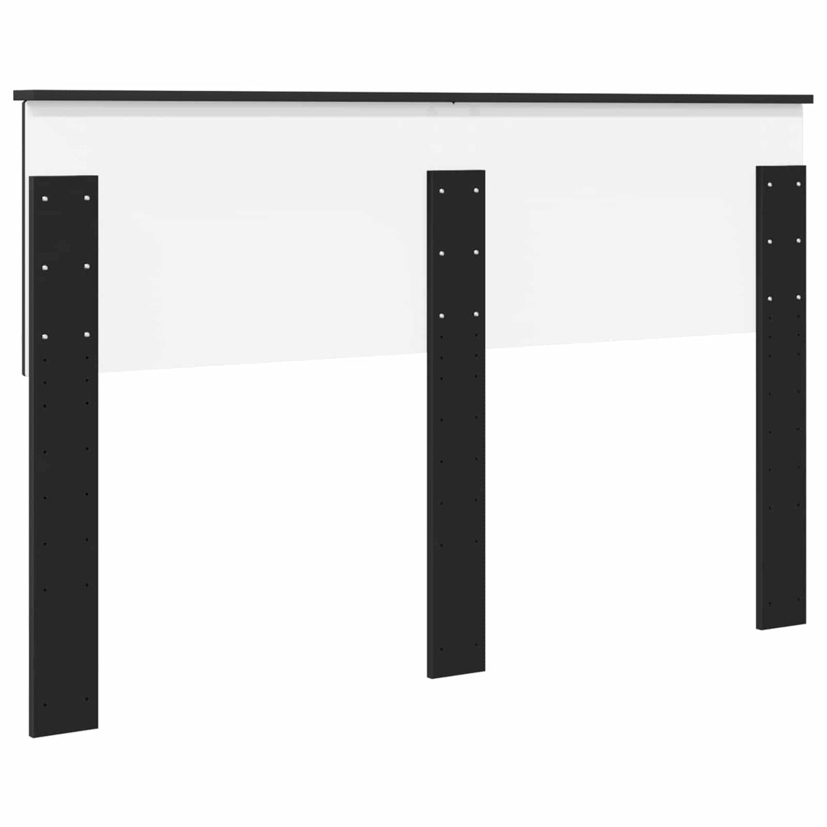Back of the black engineered wood headboard showing fixing points