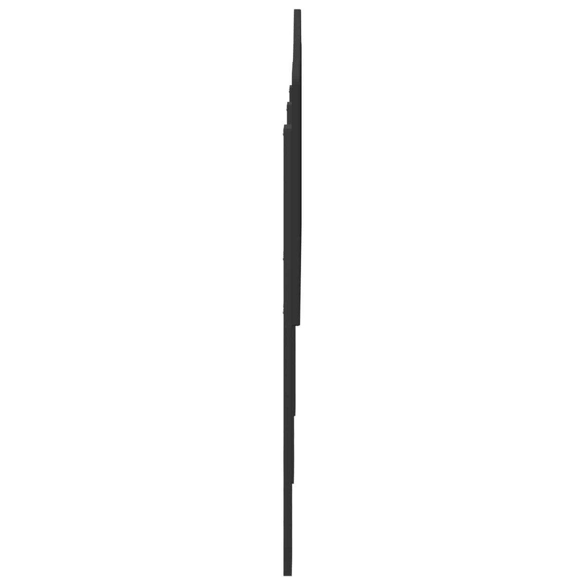 Side profile of the black oak engineered wood headboard showing its slim depth