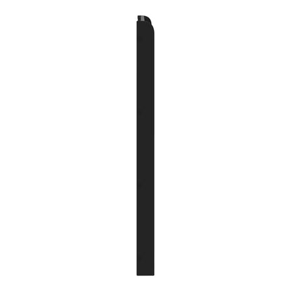 side profile of the black engineered wood headboard