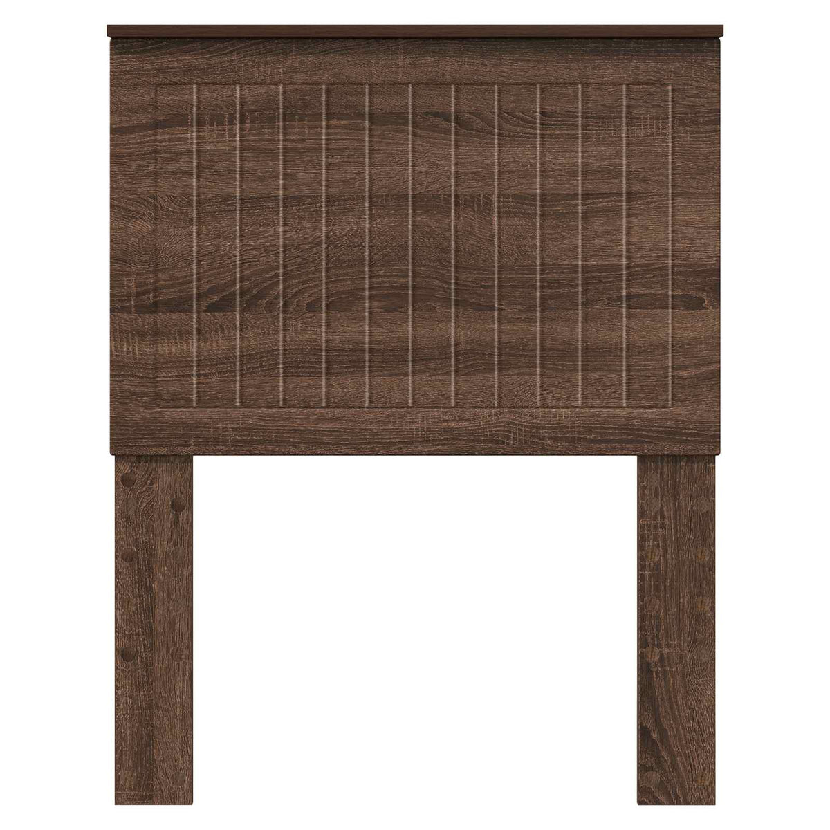Brown oak engineered wood headboard with vertical lines