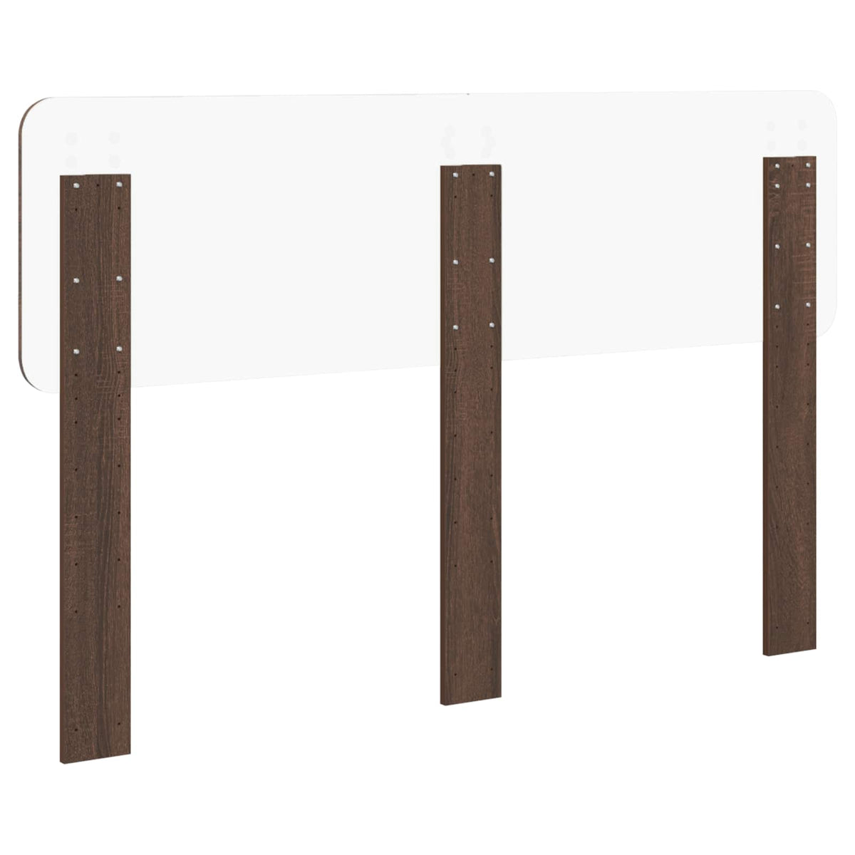 The back of the brown oak headboard showing attachment points