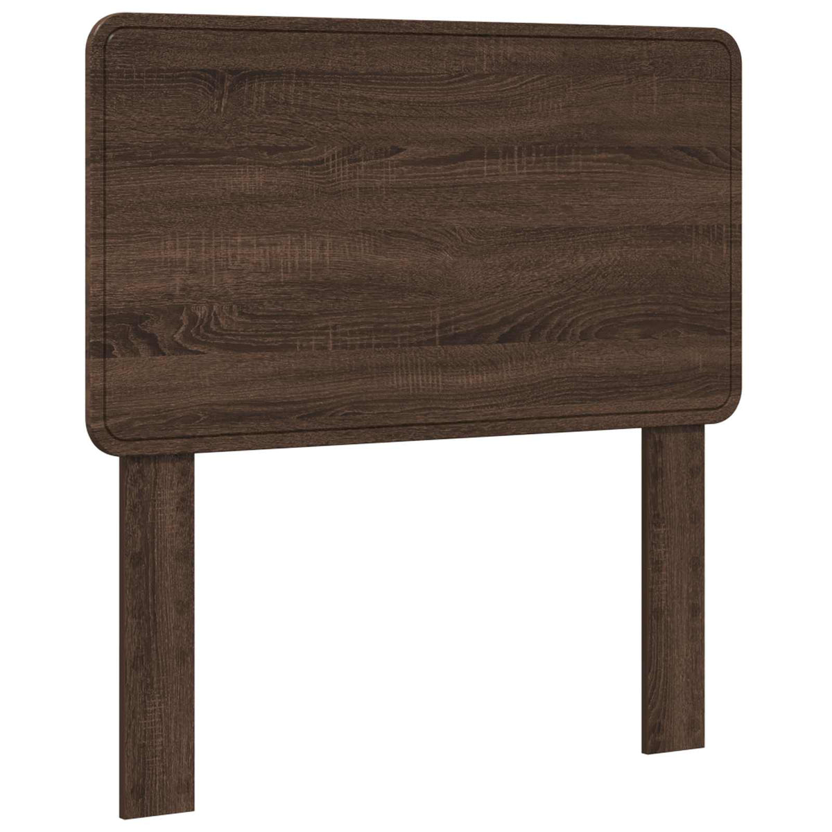 Brown oak engineered wood headboard with two legs