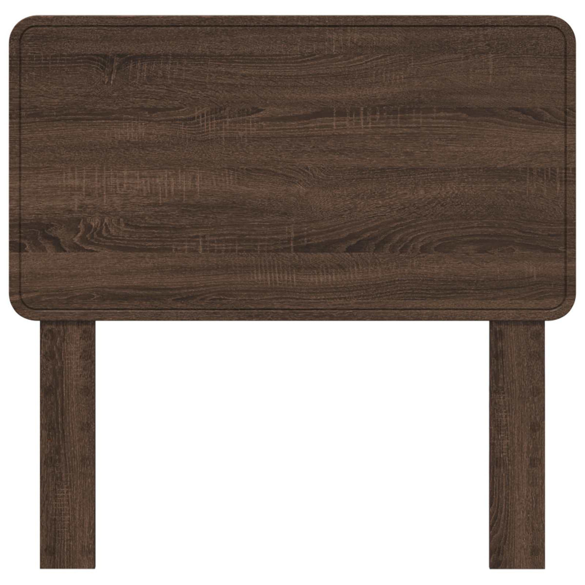 Brown oak engineered wood headboard with rounded corners