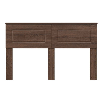 The brown oak engineered wood headboard with visible wood grain texture