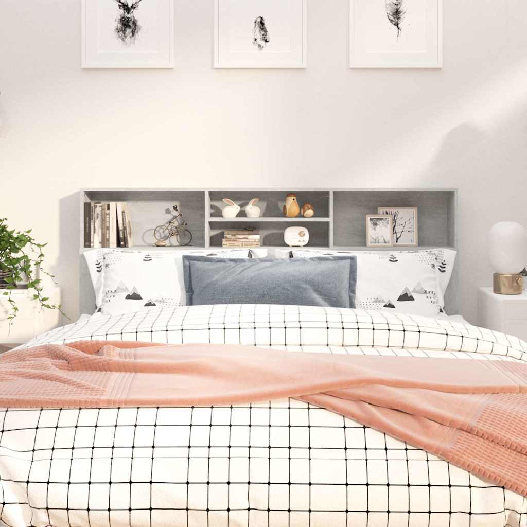 811884 vidaXL Headboard Cabinet Concrete Grey 180x19x103,5 cm 1