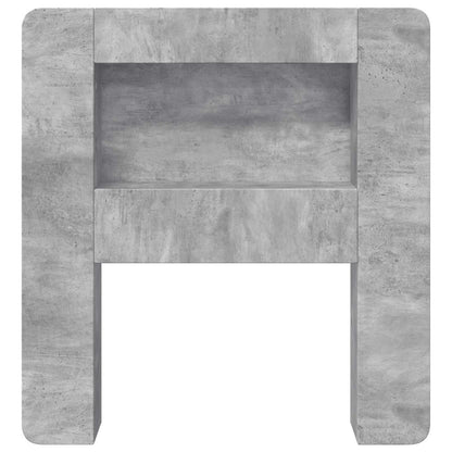 the headboard cabinet with storage concrete grey engineered wood, close up