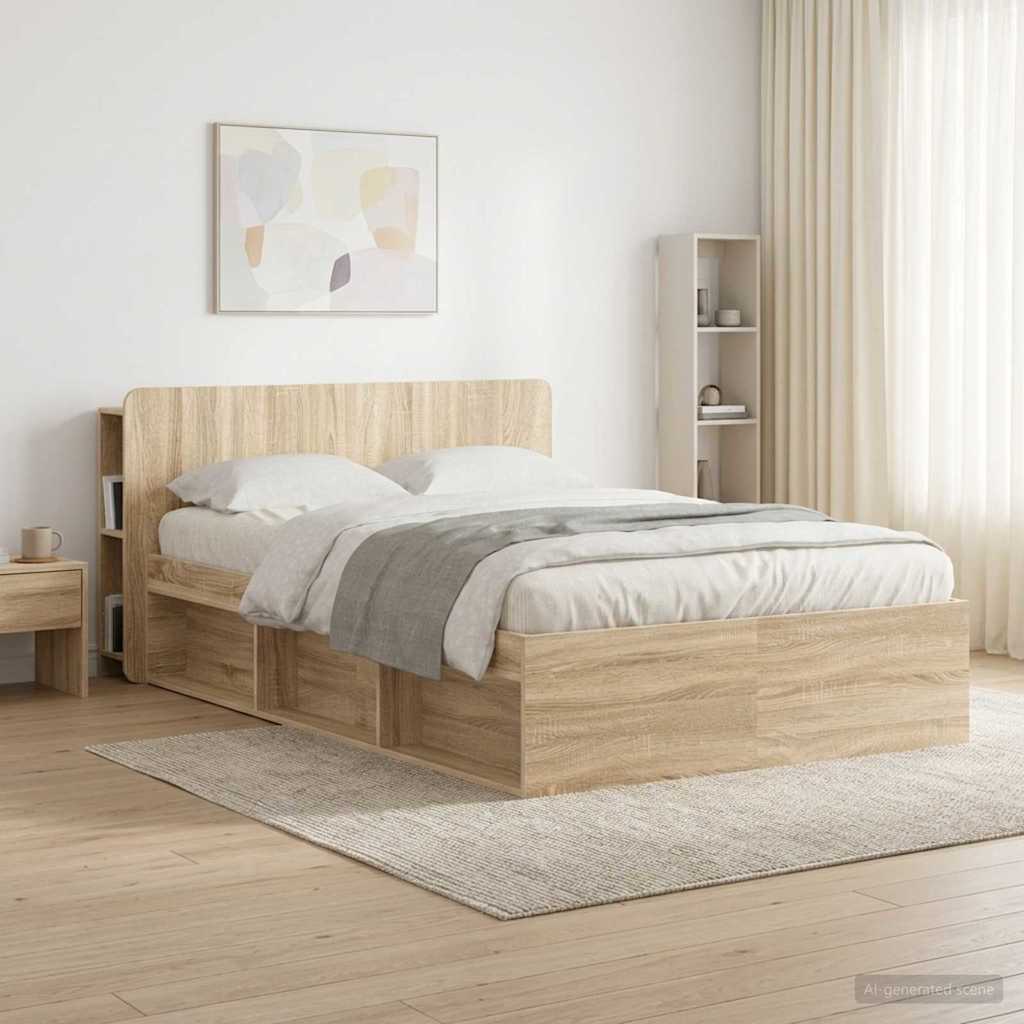 vidaXL Headboard Cabinet with Storage Sonoma Engineered Wood in a bedroom setting