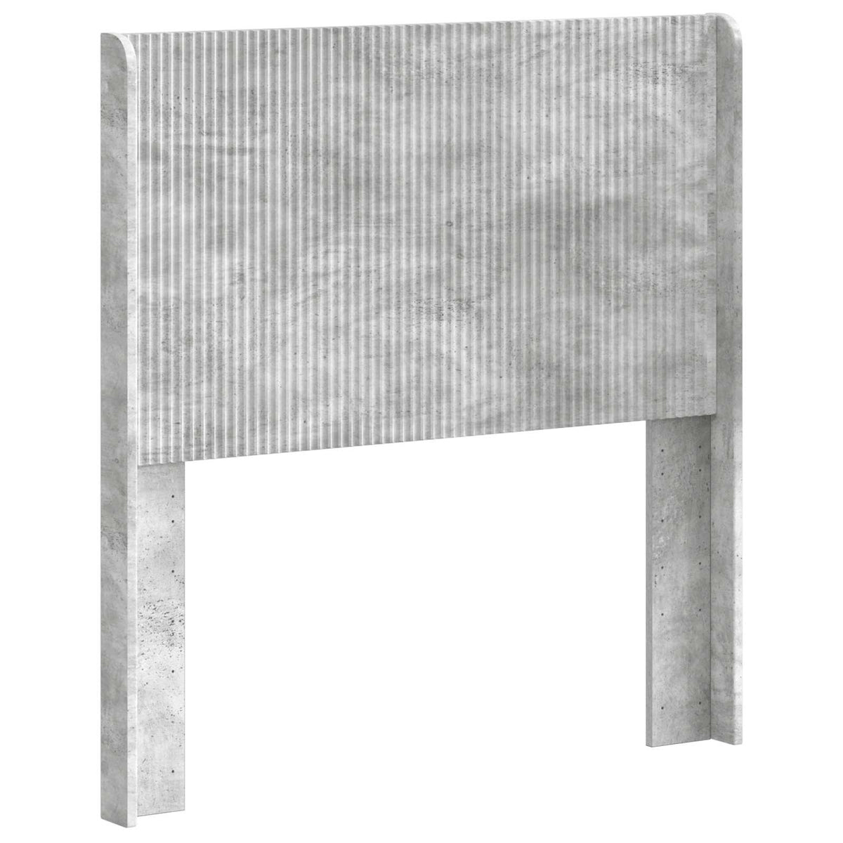 Concrete grey engineered wood headboard with vertical ribbed texture