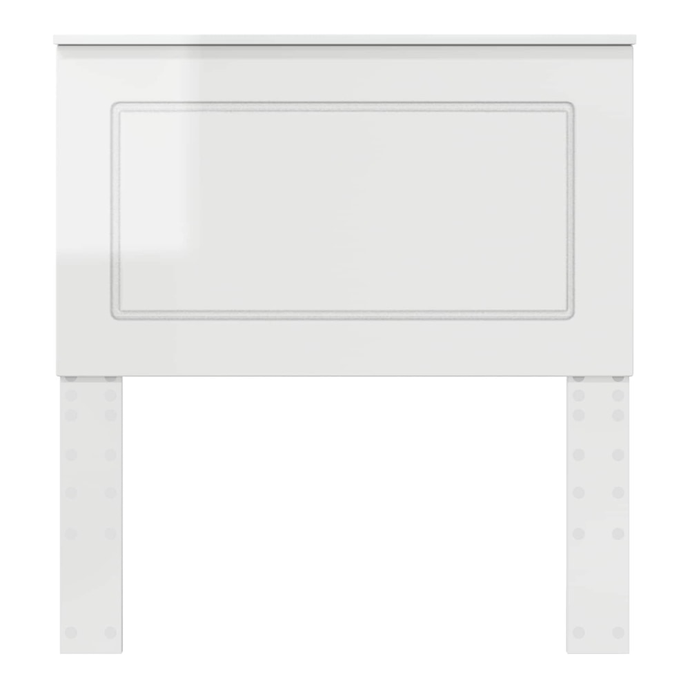 Gloss white engineered wood headboard with attachment legs, plain design