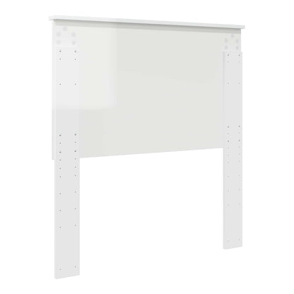 Rear view of the gloss white engineered wood headboard showing attachment points