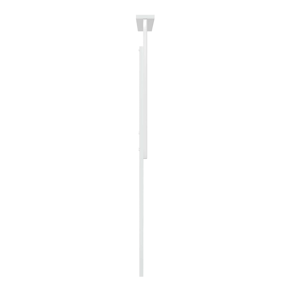 Side profile of the gloss white engineered wood headboard showing its slim depth