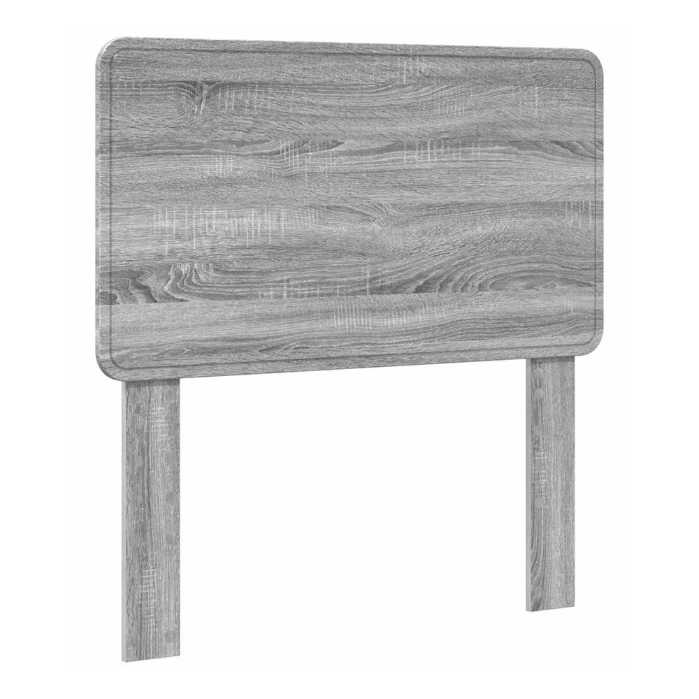 Grey Sonoma engineered wood headboard with two posts, front view