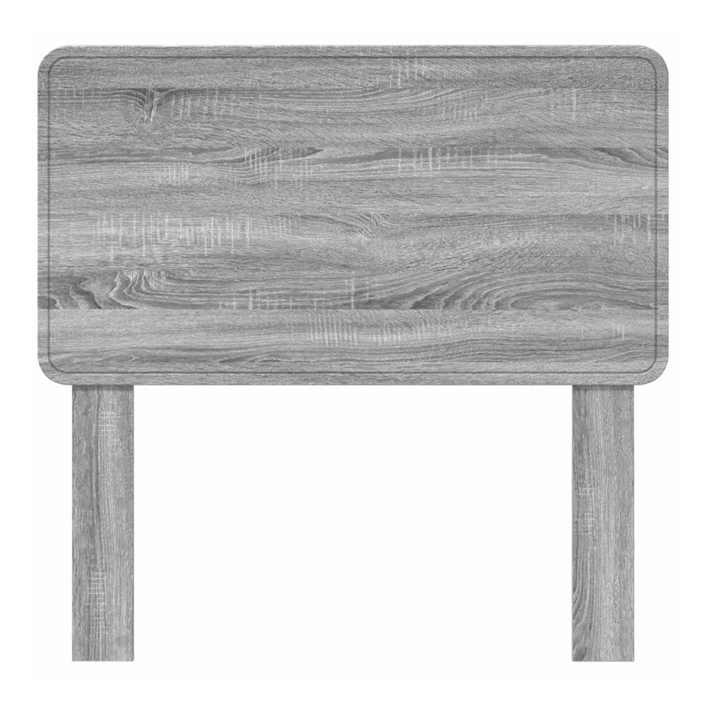 Grey Sonoma engineered wood headboard with two posts, isolated