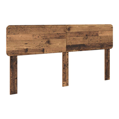 Old wood engineered wood headboard with two legs, front view