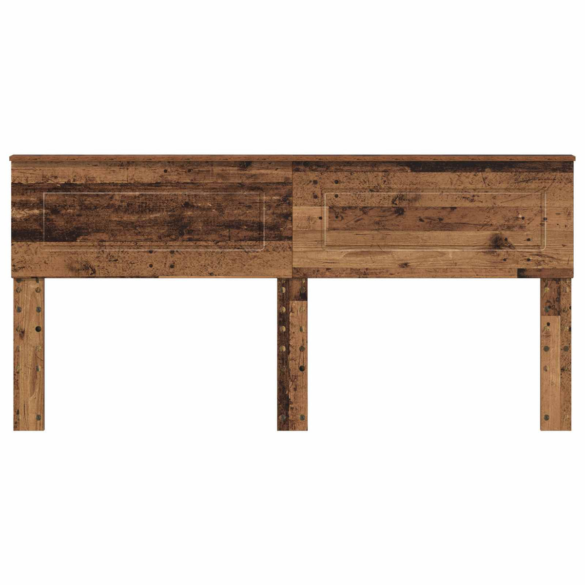 The old wood effect headboard standing alone, showing its full width