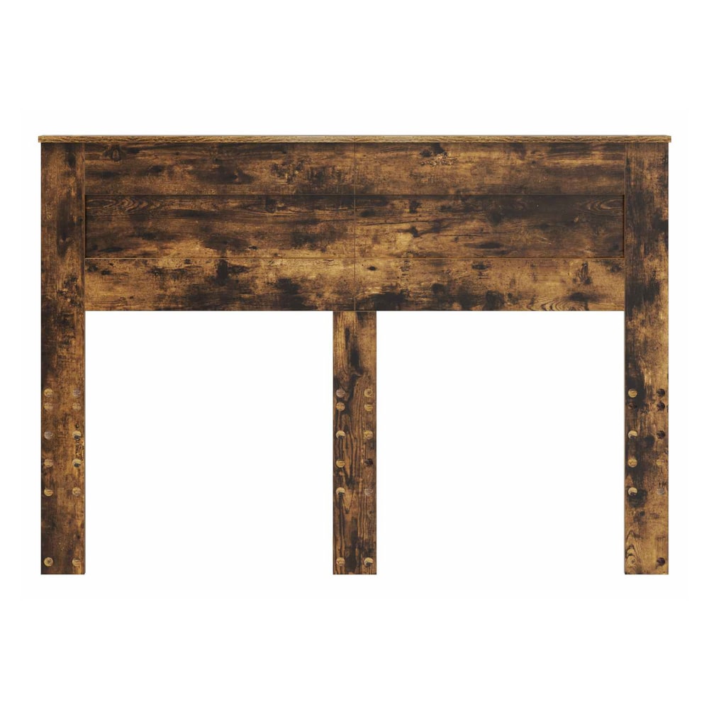 The engineered wood headboard with a rustic smoked oak finish