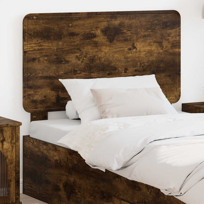 vidaXL Headboard Smoked Oak Engineered wood, a wooden headboard attached to a bed