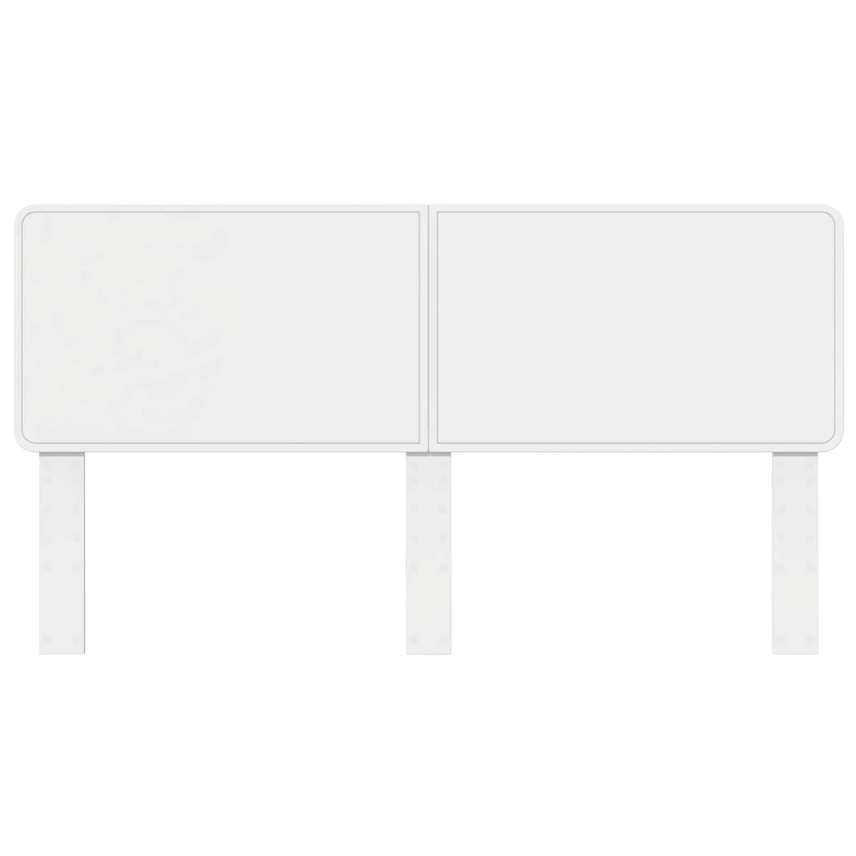 Back view of the white engineered wood headboard with two panels and fixing legs