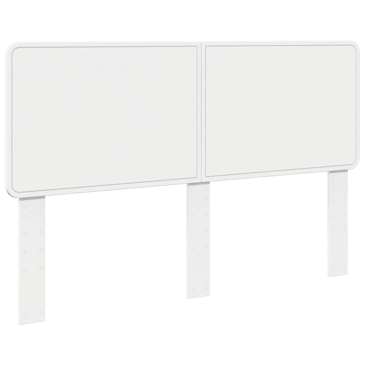 the white headboard with three vertical support legs against a plain background